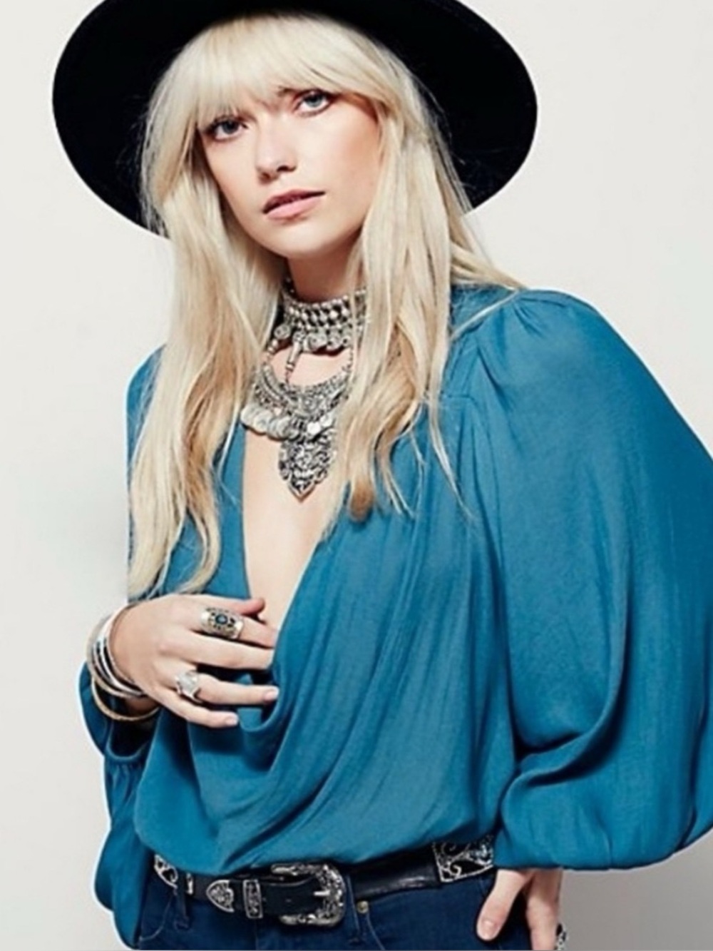 FREE PEOPLE Jade Cowling Around Oversized Slouchy Boho Festival Blouse Medium